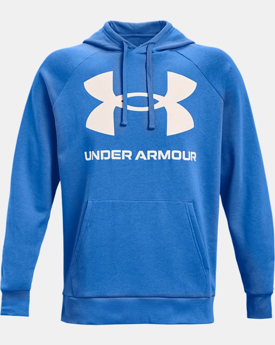 Men's UA Rival Fleece Big Logo Hoodie, Blue, pdpMainDesktop image number 4